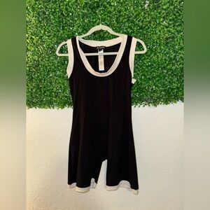 PrettyLittleThing Black Romper With White Trim